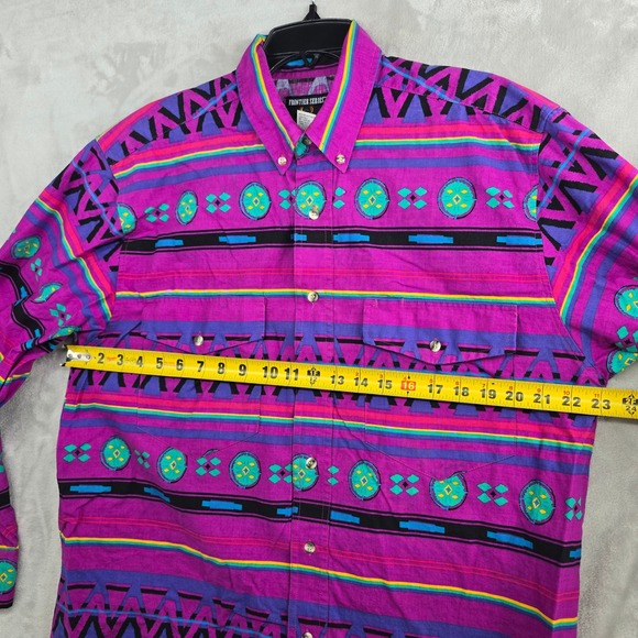 Frontier Series Men's Large Button Down Shirt Long Sleeve Geometric Aztec Print - Picture 4 of 8